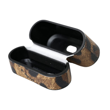Dolce & Gabbana Brown Leopard Calf Leather Metal Logo Plaque Airpods Case