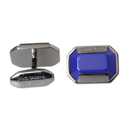 Dolce & Gabbana Silver Plated Brass Pin Crystal Cufflinks