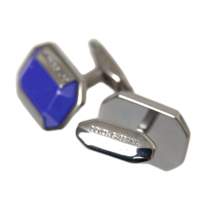 Dolce & Gabbana Silver Plated Brass Pin Crystal Cufflinks
