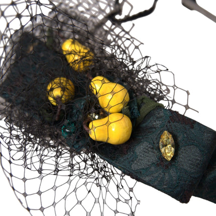 Dolce & Gabbana Black Lemons Sicily Purple Crystal Net Headband Diadem