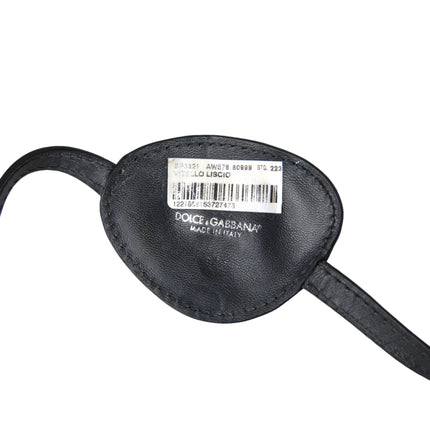 Dolce & Gabbana Black Calfskin Leather Metal DG Logo Eye Patch