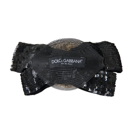 Dolce & Gabbana Black Sequin Pearl Handmade Brooch Hair Pin