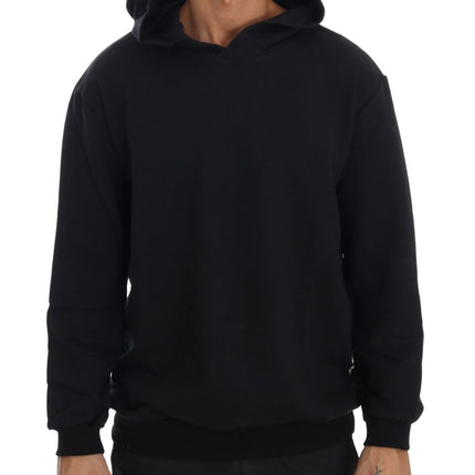 Daniele Alessandrini Black Gym Casual Hooded Cotton Sweater