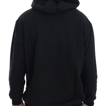 Daniele Alessandrini Black Gym Casual Hooded Cotton Sweater