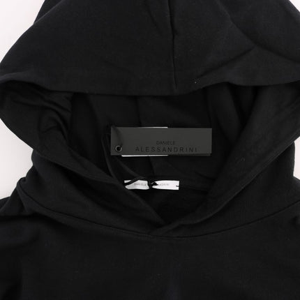 Daniele Alessandrini Black Gym Casual Hooded Cotton Sweater
