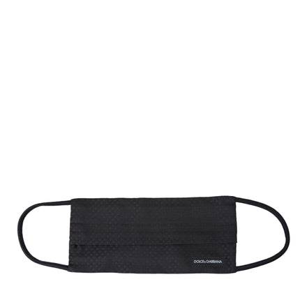 Dolce & Gabbana Black 100% Silk Adjustable Necktie Face Mask
