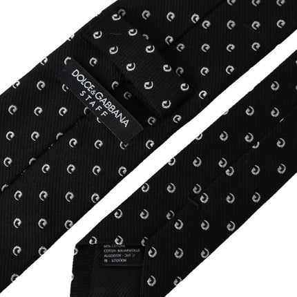 Dolce & Gabbana Black Logo Cotton Blend Adjustable Tie