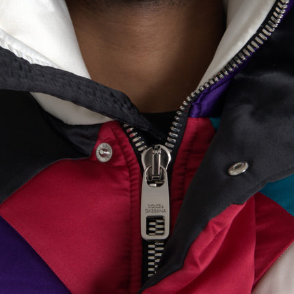Dolce & Gabbana Multicolor Logo Windbreaker Puffer Jacket
