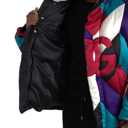 Dolce & Gabbana Multicolor Logo Windbreaker Puffer Jacket
