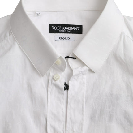Dolce & Gabbana White Cotton Long Sleeve Dress GOLD Shirt