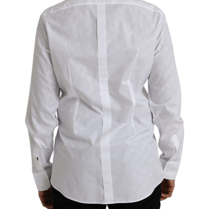 Dolce & Gabbana White Polka Dotted Cotton Dress GOLD Shirt