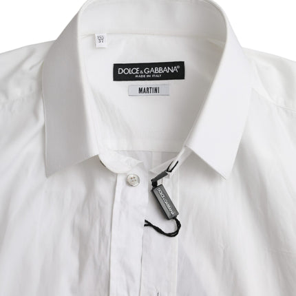 Dolce & Gabbana White Cotton Long Sleeve Dress MARTINI Shirt