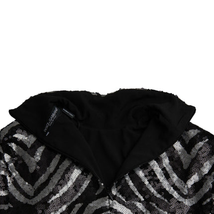 Dolce & Gabbana Black Silver Sequined Polyester Sweater