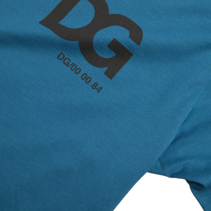 Dolce & Gabbana Blue Logo Round Neck Short Sleeves T-shirt