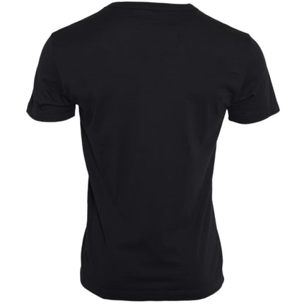 Dolce & Gabbana Black Cotton Silver Chain Short Sleeve T-shirt