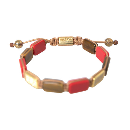 Nialaya CZ Tiger Eye Red Coral 925 Silver Men Bracelet