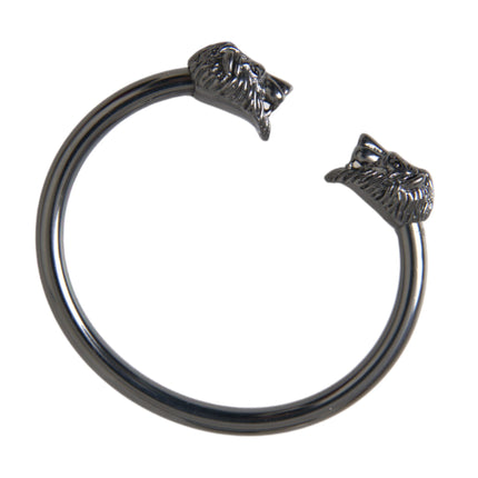 Nialaya Black Rhodium Lion Bangle Bracelet Women