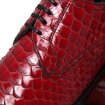 Dolce & Gabbana Red Textured Varnished Derby Men Formal Shoes