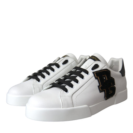 Dolce & Gabbana White Leather DG Logo Casual Low Top Sneakers Shoes