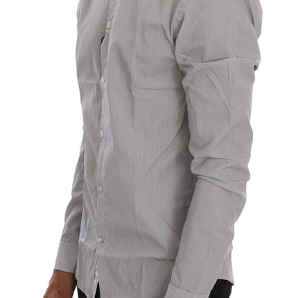Frankie Morello White Blue Check Casual Cotton Regular Fit Shirt