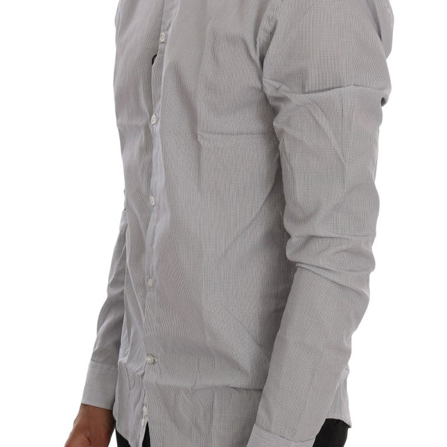 Frankie Morello White Blue Check Casual Cotton Regular Fit Shirt