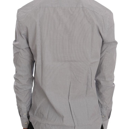Frankie Morello White Blue Check Casual Cotton Regular Fit Shirt