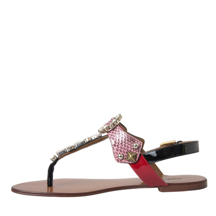 Dolce & Gabbana Multicolor Crystal Sandals Flip Flops Shoes