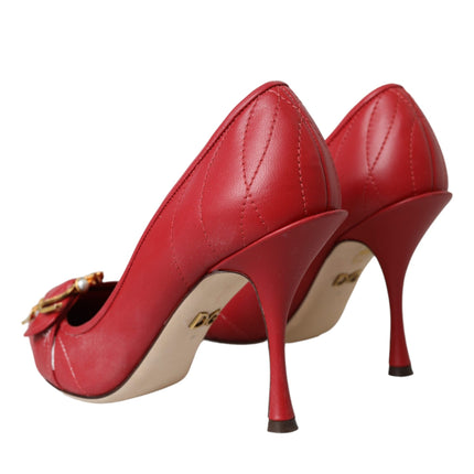Dolce & Gabbana Red Devotion Leather Heels Pumps Shoes