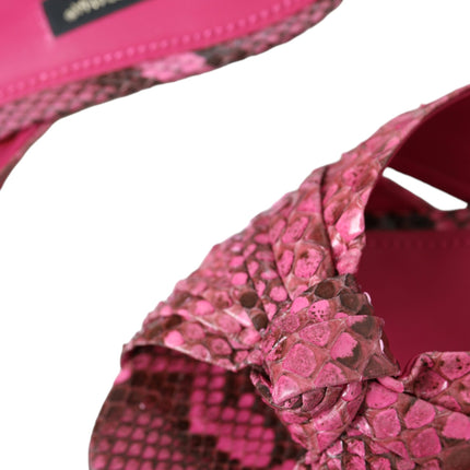 Dolce & Gabbana Pink Exotic Leather Kitten Heels Slides Shoes