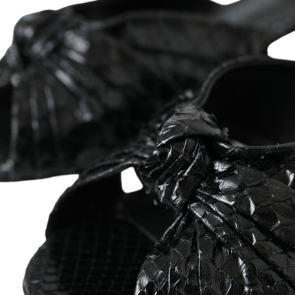 Dolce & Gabbana Black Exotic Leather Heels Slides Shoes