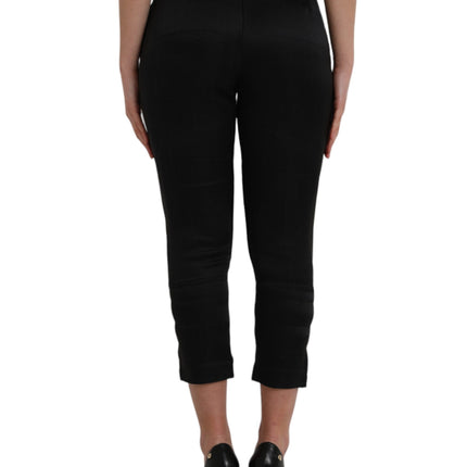 Ermanno Scervino Black High Waist Capri Cropped Pants