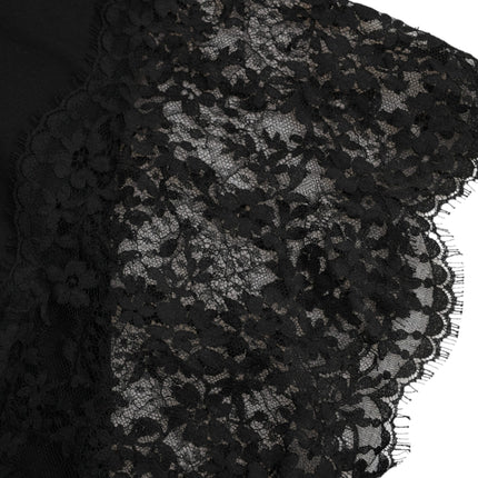 Dolce & Gabbana Black Sacred Heart Print Cotton Lace T-shirt