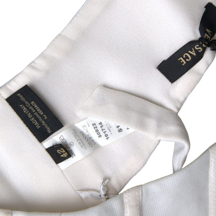 Versace White Viscose Bustier Sleeveless Cropped Top