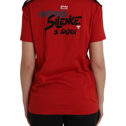 Dolce & Gabbana Red Cotton Graphic Print Crew Neck T-shirt