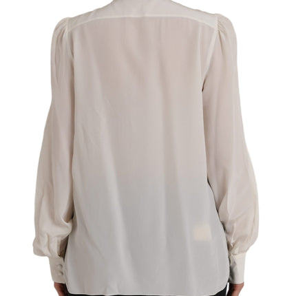 Dolce & Gabbana Off White Long Sleeve Button Down Blouse Top