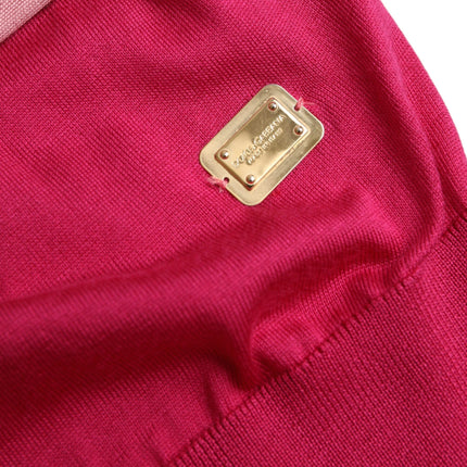 Dolce & Gabbana Pink Short Sleeves Pullover Ascot Collar Top