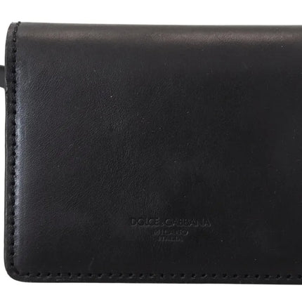 Dolce & Gabbana Black Leather Bifold Shoulder Sling Women Wallet