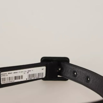 Dolce & Gabbana Black Velvet Leather Logo Waist Buckle Belt