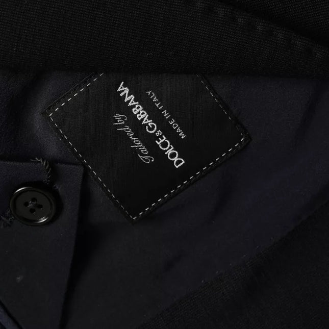 Dolce & Gabbana Blue Wool Notch Single Breasted Coat Blazer