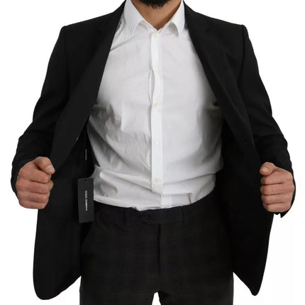 Dolce & Gabbana Black Wool Slim Fit Notch Jacket Blazer