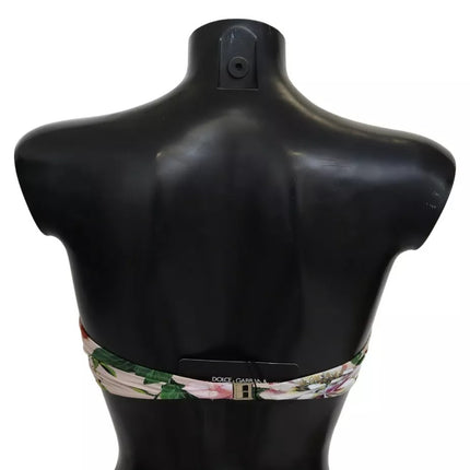 Dolce & Gabbana Pink Floral Print Swimsuit Beachwear Bikini Top