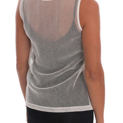 Dolce & Gabbana White Net Tank Transparent Top