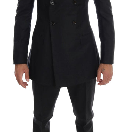 Dolce & Gabbana Gray Wool Double Breasted 3 Piece Suit