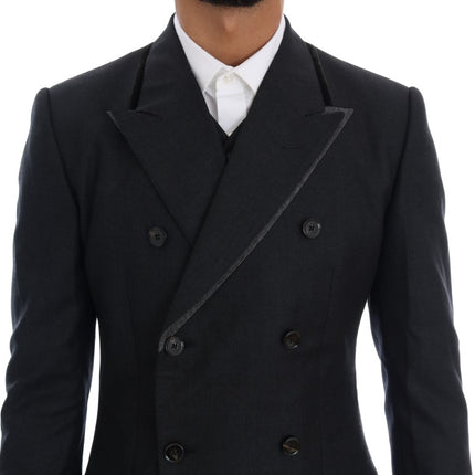 Dolce & Gabbana Gray Wool Double Breasted 3 Piece Suit