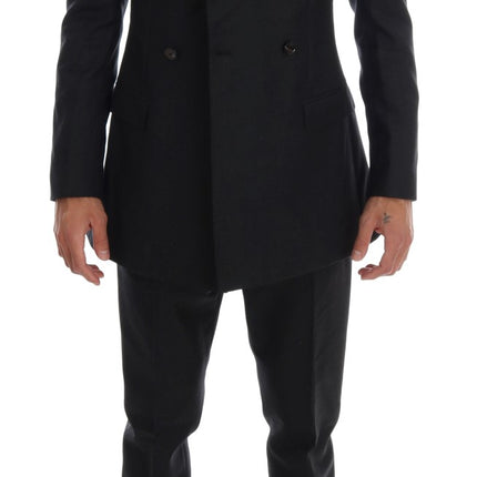Dolce & Gabbana Gray Wool Double Breasted 3 Piece Suit
