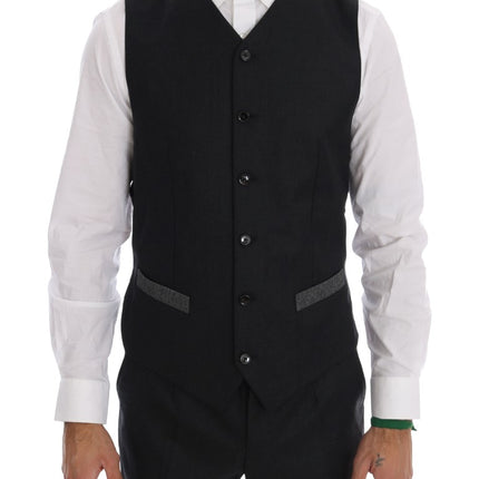 Dolce & Gabbana Gray Wool Double Breasted 3 Piece Suit