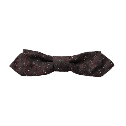Dolce & Gabbana Maroon Silk Patterned Adjustable Neck Papillon Bow Tie