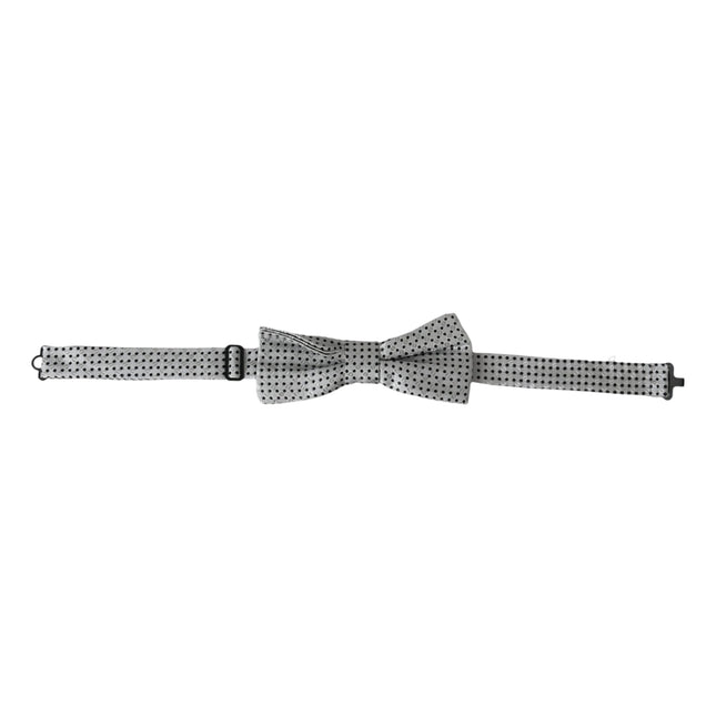 Dolce & Gabbana Gray Silk Polka Dot Adjustable Neck Men Papillon Bow Tie