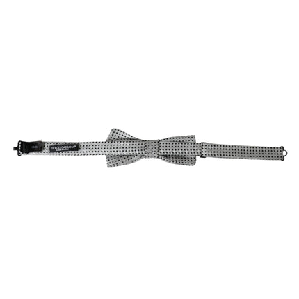 Dolce & Gabbana Gray Silk Polka Dot Adjustable Neck Men Papillon Bow Tie