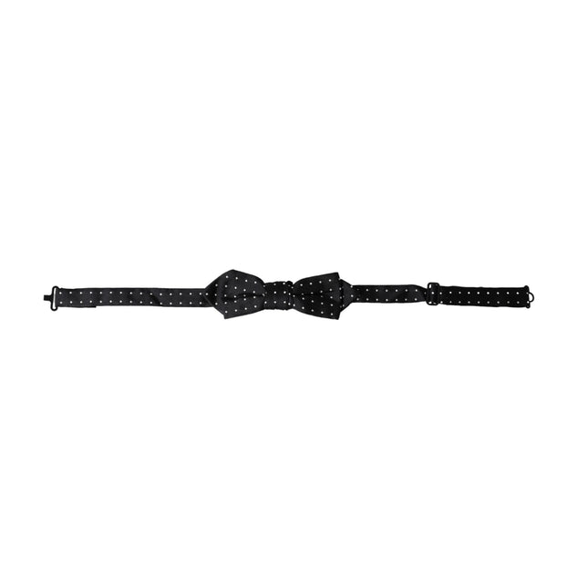 Dolce & Gabbana Black Silk Polka Dot Adjustable Neck Men Papillon Bow Tie